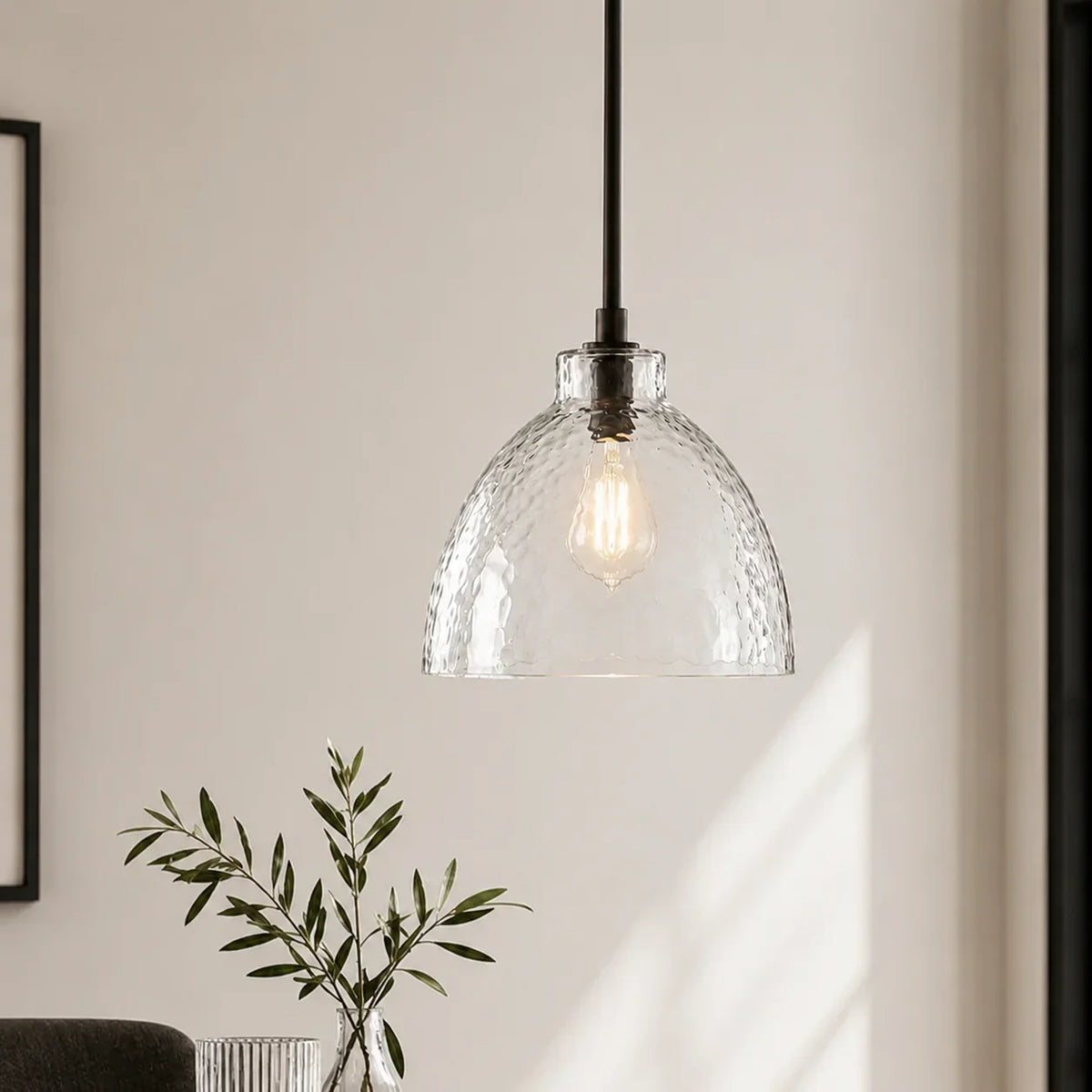 Pendant Light Hammered Cut Glass Warm Diffused Light