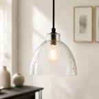 Pendant Light Hammered Cut Glass Warm Diffused Light