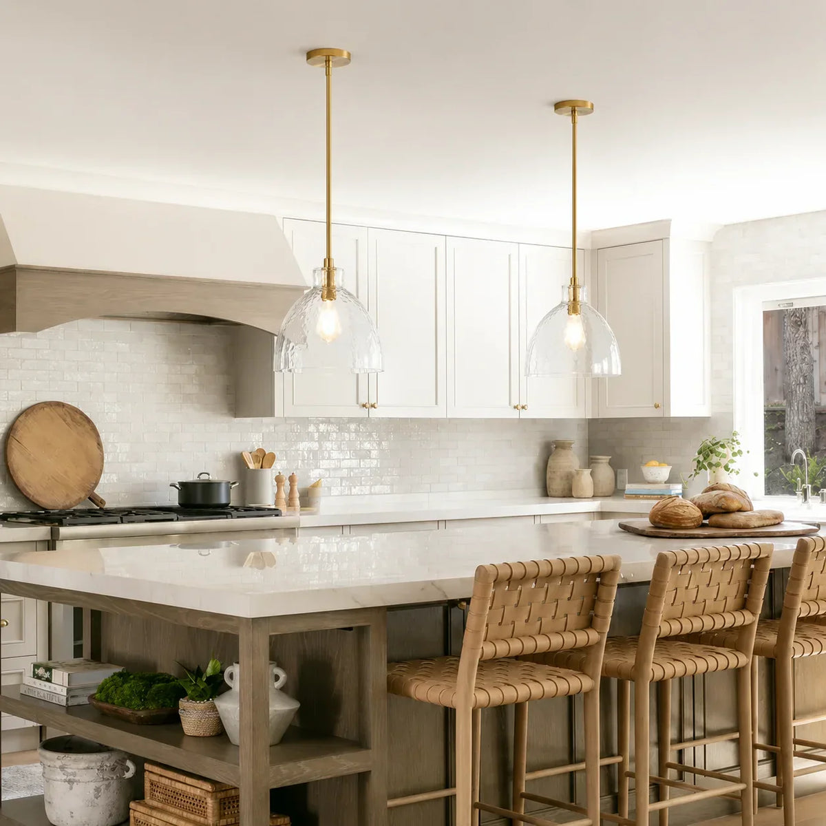 Pendant Light Hammered Cut Glass Warm Diffused Light