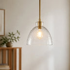 Pendant Light Hammered Cut Glass Warm Diffused Light