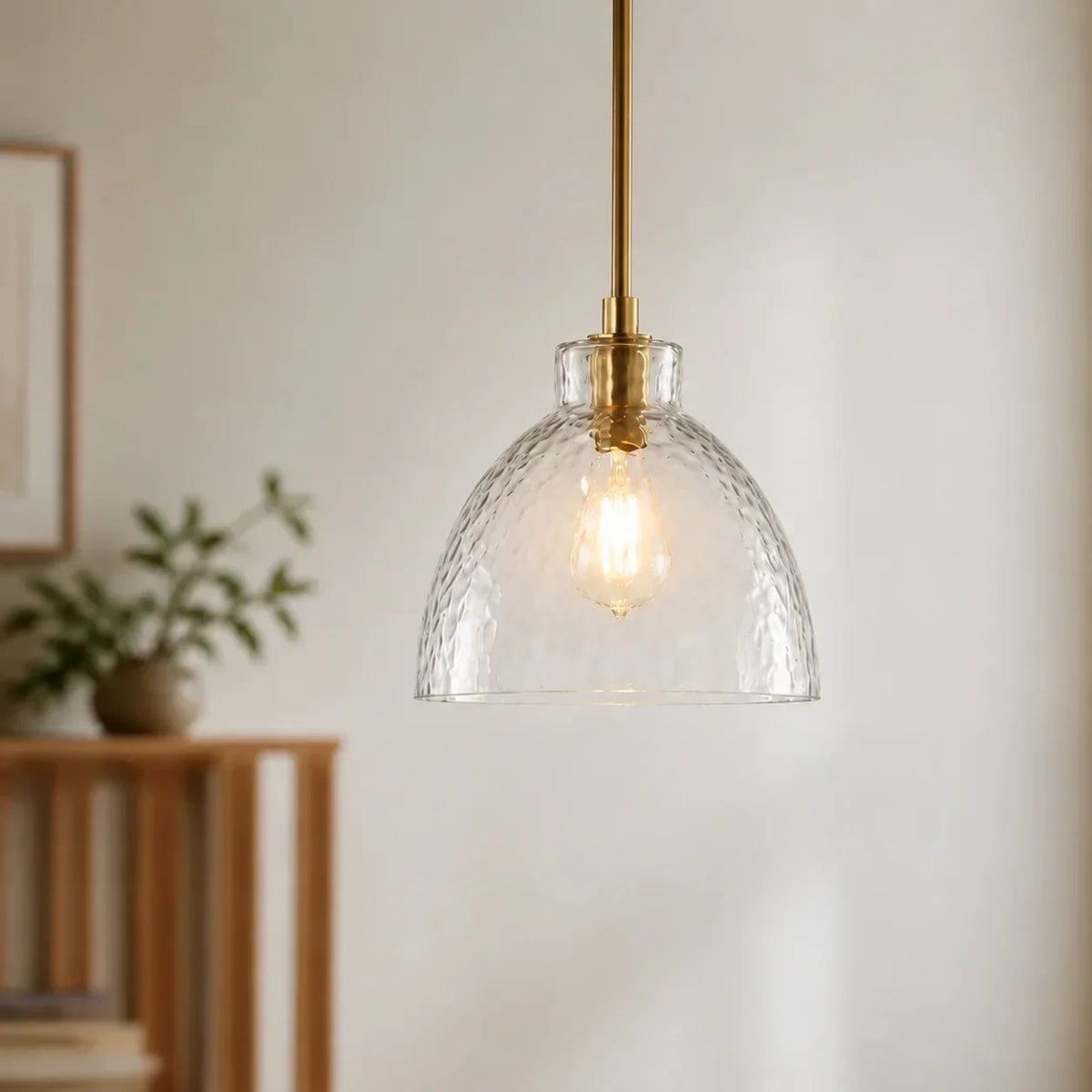 Pendant Light Hammered Cut Glass Warm Diffused Light