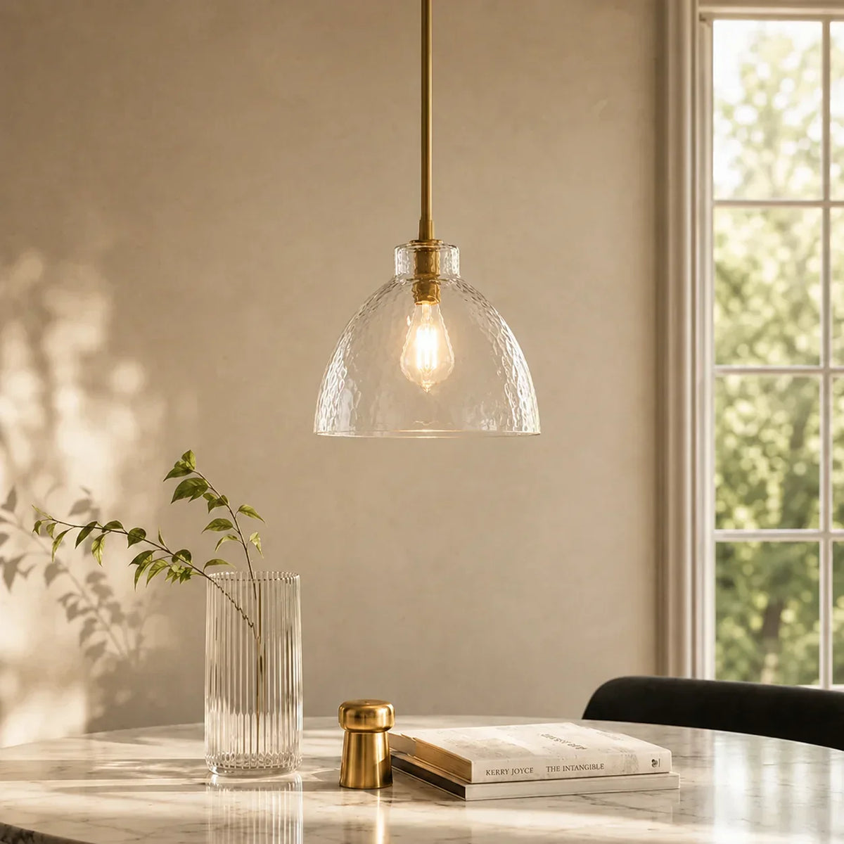 Pendant Light Hammered Cut Glass Warm Diffused Light