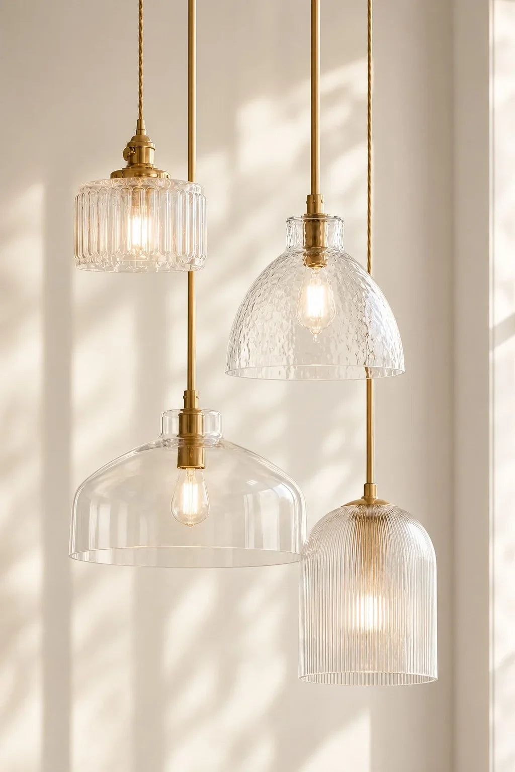 Pendant Light Hammered Cut Glass Warm Diffused Light