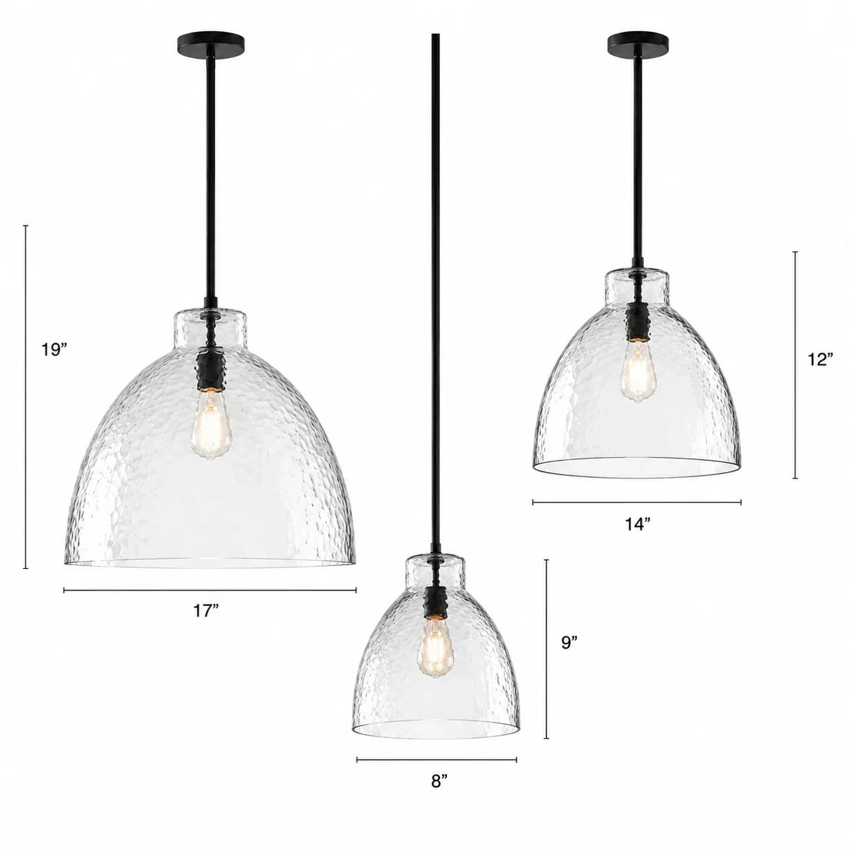 Pendant Light Hammered Cut Glass Warm Diffused Light