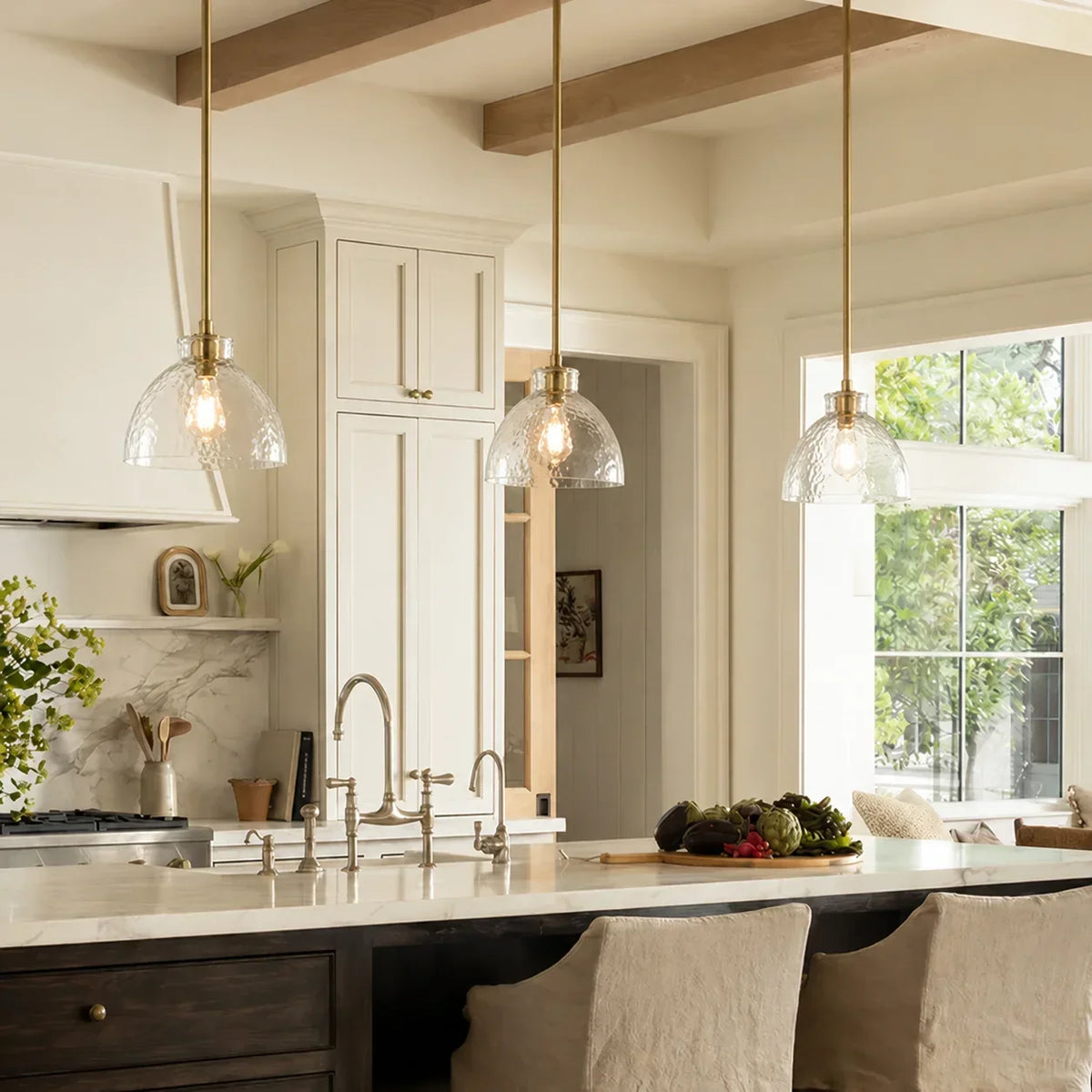 Pendant Light Hammered Cut Glass Warm Diffused Light