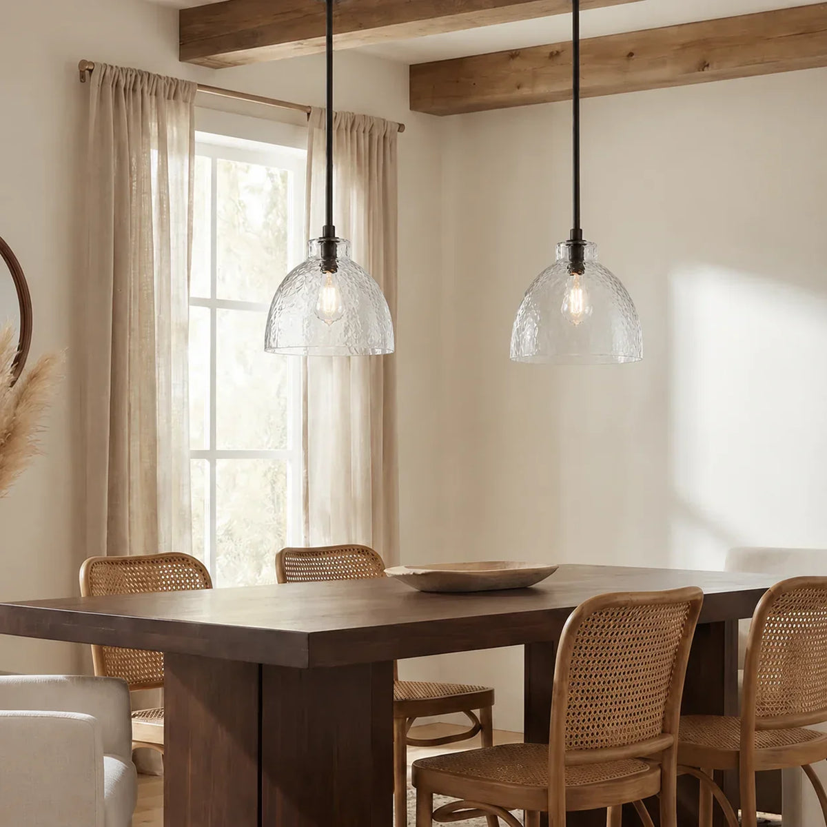 Pendant Light Hammered Cut Glass Warm Diffused Light