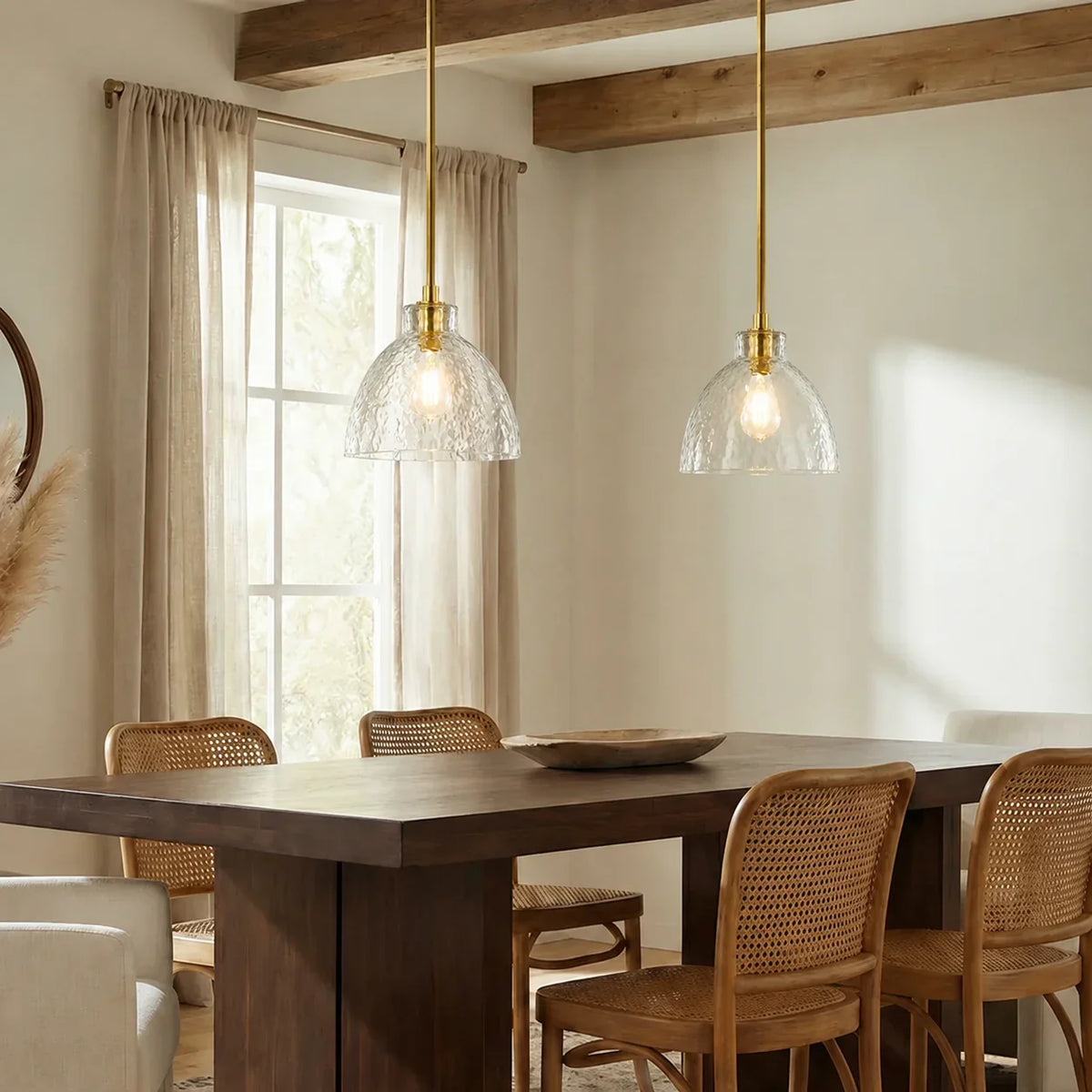 Pendant Light Hammered Cut Glass Warm Diffused Light