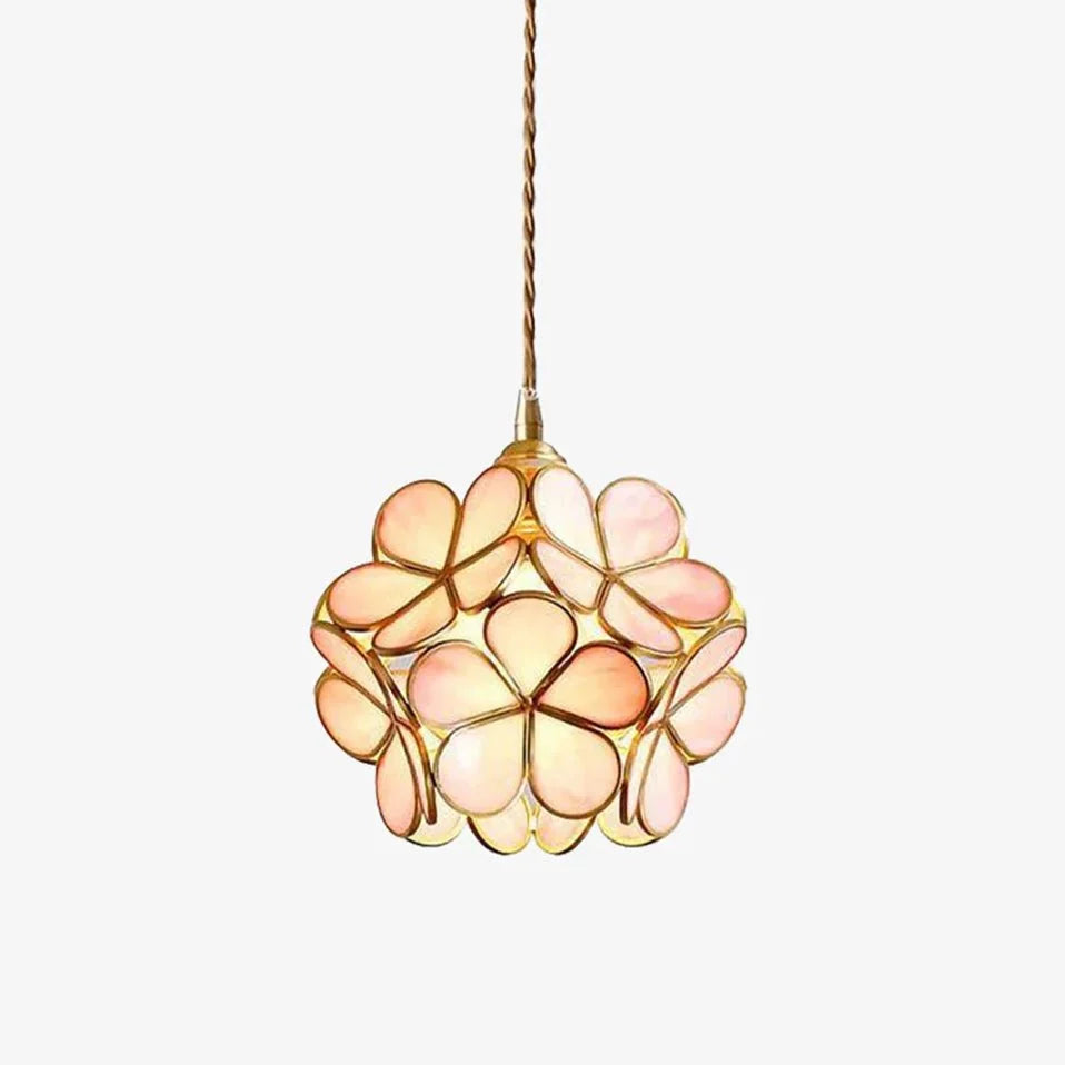 Pendant Light Hand-Blown Glass Petal Shade Brass Socket