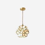 Pendant Light Hand-Blown Glass Petal Shade Brass Socket
