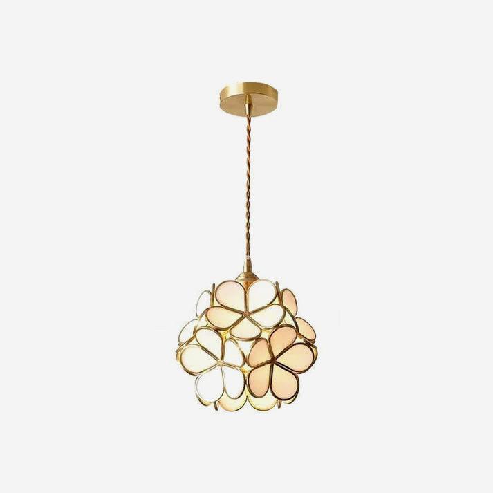 Pendant Light Hand-Blown Glass Petal Shade Brass Socket