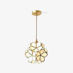 Pendant Light Hand-Blown Glass Petal Shade Brass Socket