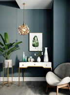 Pendant Light Hand-Blown Glass Petal Shade Brass Socket