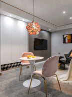 Pendant Light Hand-Blown Glass Petal Shade Brass Socket