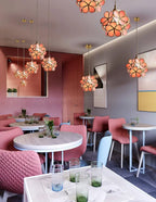 Pendant Light Hand-Blown Glass Petal Shade Brass Socket