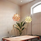 Pendant Light Hand-Blown Glass Petal Shade Brass Socket