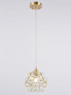 Pendant Light Hand-Blown Glass Petal Shade Brass Socket