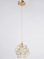Pendant Light Hand-Blown Glass Petal Shade Brass Socket