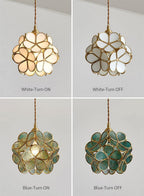 Pendant Light Hand-Blown Glass Petal Shade Brass Socket