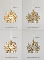 Pendant Light Hand-Blown Glass Petal Shade Brass Socket