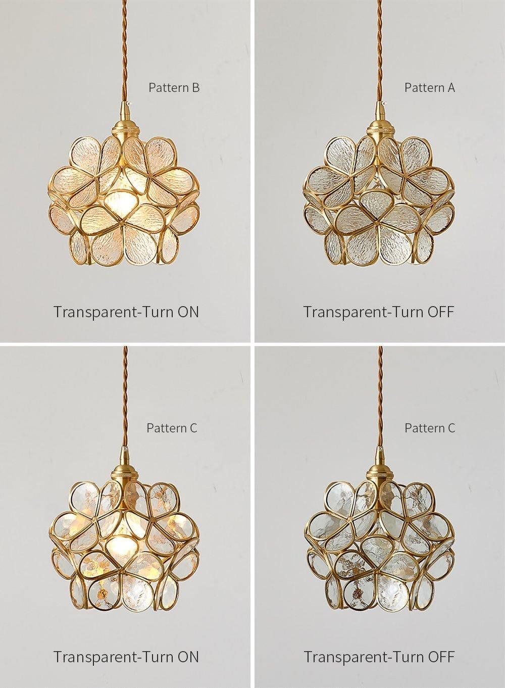 Pendant Light Hand-Blown Glass Petal Shade Brass Socket