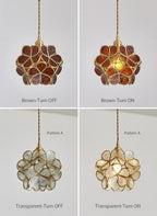 Pendant Light Hand-Blown Glass Petal Shade Brass Socket
