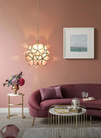 Pendant Light Hand-Blown Glass Petal Shade Brass Socket