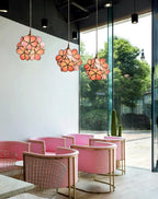 Pendant Light Hand-Blown Glass Petal Shade Brass Socket