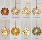 Pendant Light Hand-Blown Glass Petal Shade Brass Socket