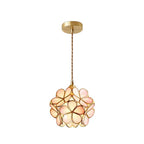 Pendant Light Hand-Blown Glass Petal Shade Brass Socket