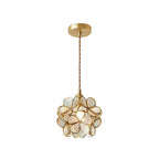 Pendant Light Hand-Blown Glass Petal Shade Brass Socket