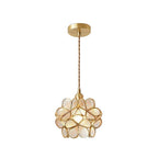 Pendant Light Hand-Blown Glass Petal Shade Brass Socket