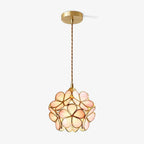 Pendant Light Hand-Blown Glass Petal Shade Brass Socket