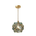 Pendant Light Hand-Blown Glass Petal Shade Brass Socket