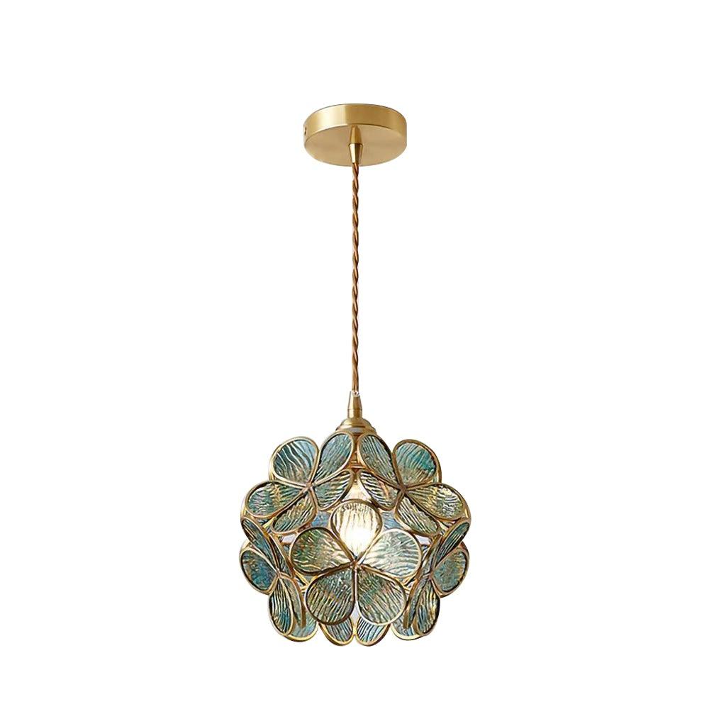 Pendant Light Hand-Blown Glass Petal Shade Brass Socket