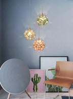 Pendant Light Hand-Blown Glass Petal Shade Brass Socket
