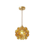 Pendant Light Hand-Blown Glass Petal Shade Brass Socket