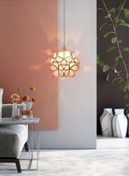 Pendant Light Hand-Blown Glass Petal Shade Brass Socket