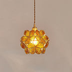 Pendant Light Hand-Blown Glass Petal Shade Brass Socket