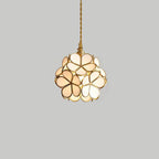 Pendant Light Hand-Blown Glass Petal Shade Brass Socket