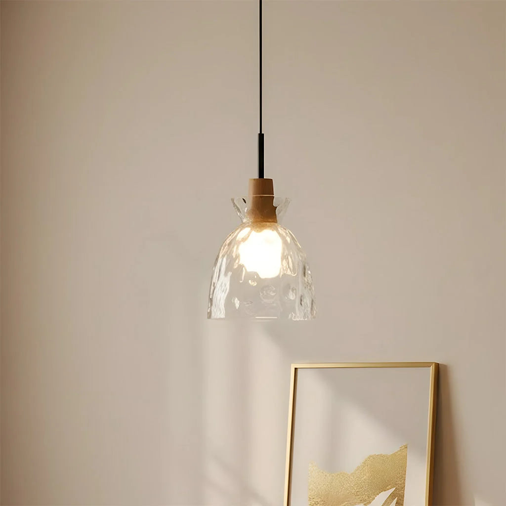 Pendant Light Hand-Blown Hammered Glass Warm Glow