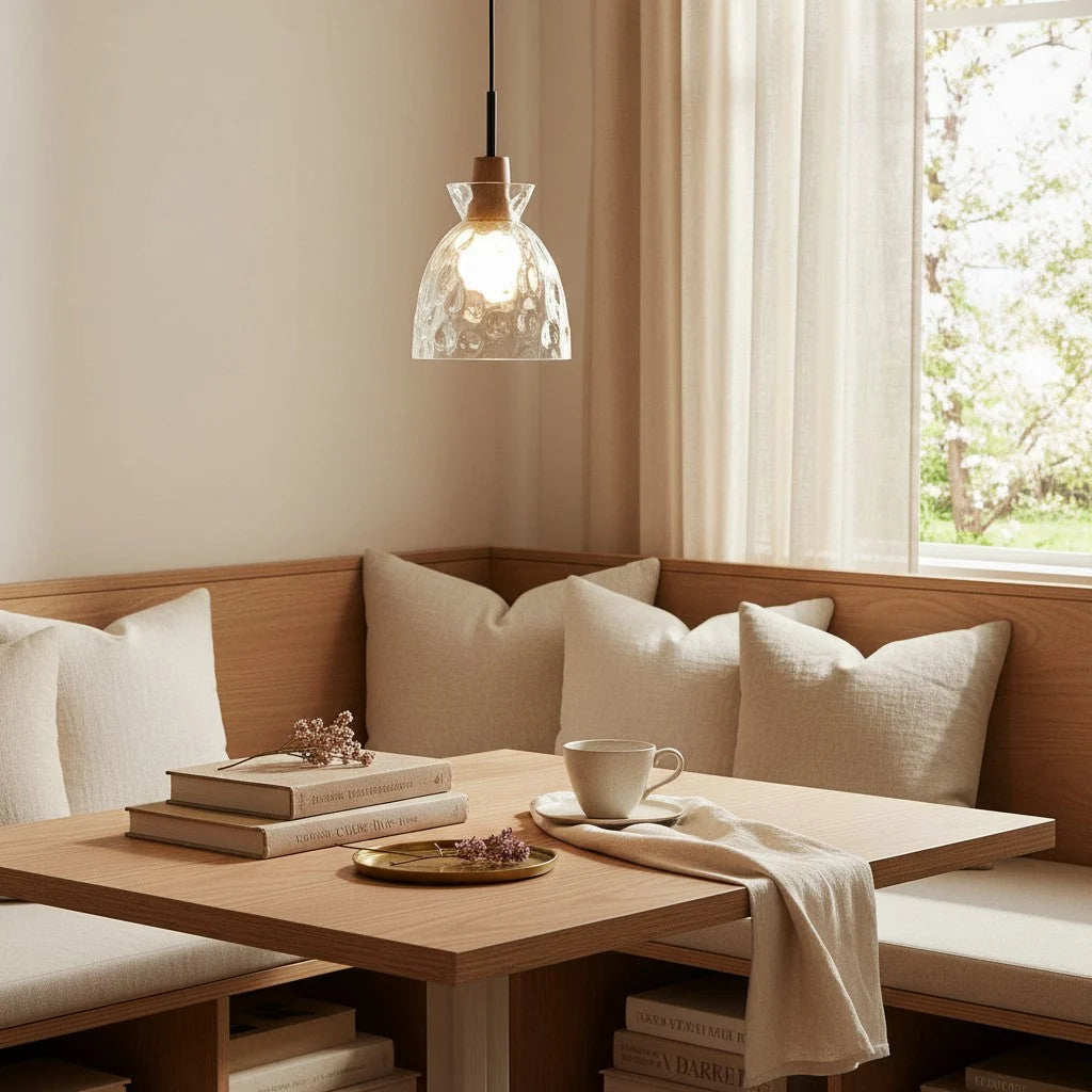 Pendant Light Hand-Blown Hammered Glass Warm Glow