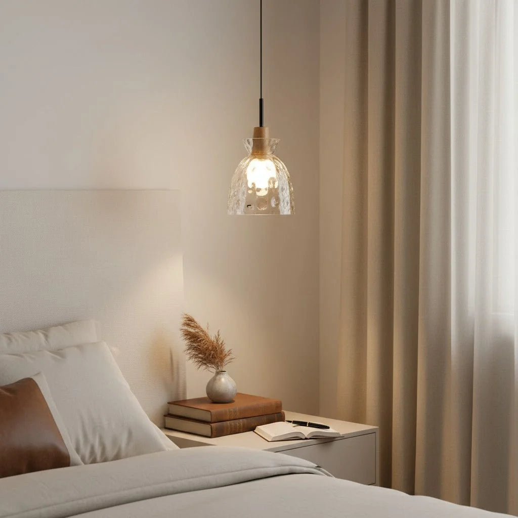 Pendant Light Hand-Blown Hammered Glass Warm Glow