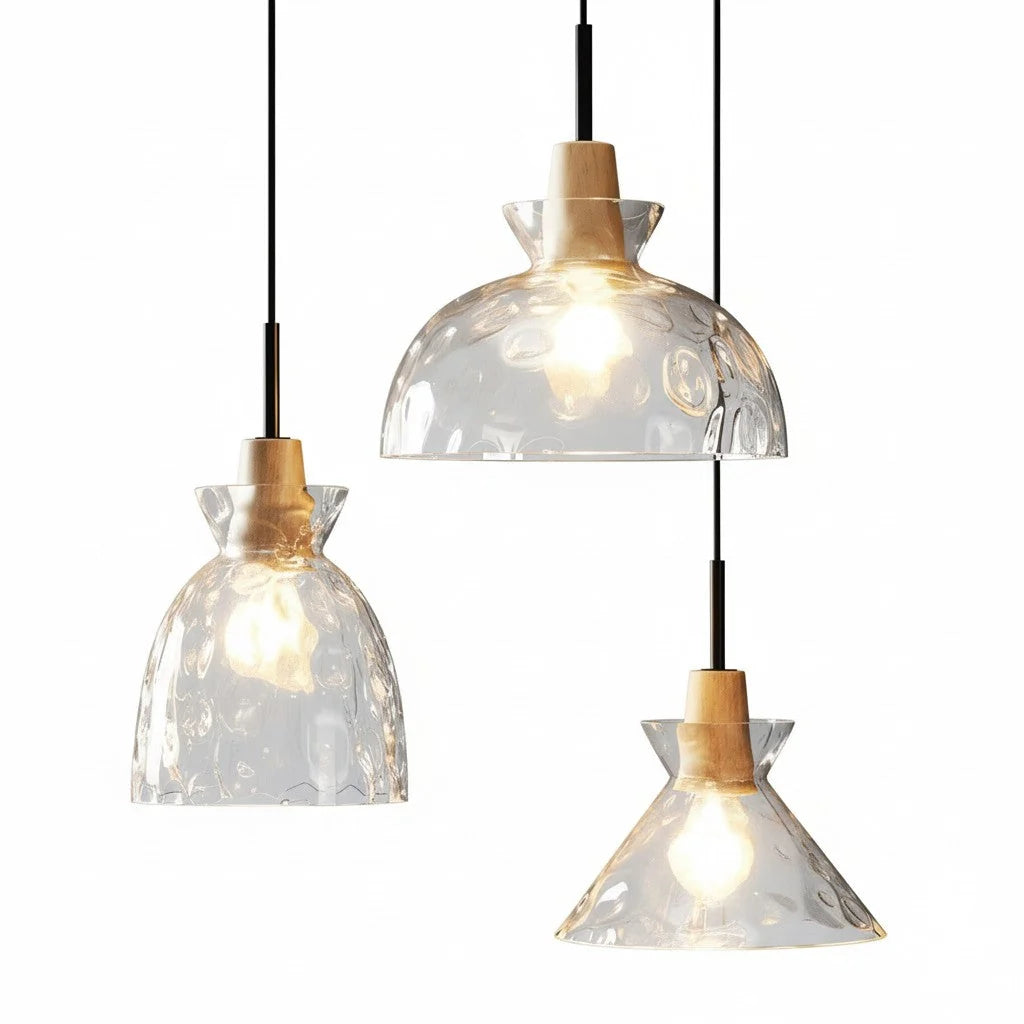 Pendant Light Hand-Blown Hammered Glass Warm Glow