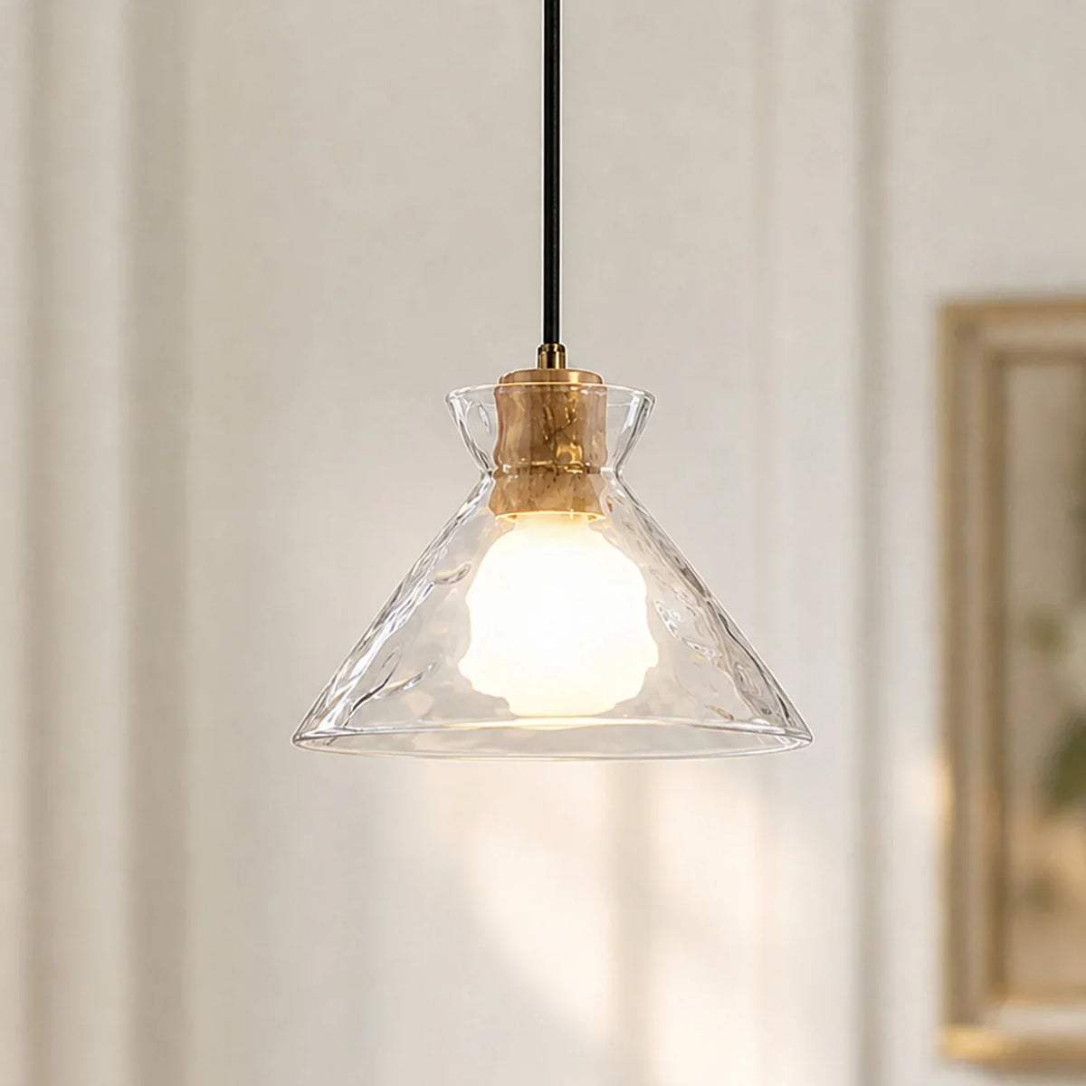 Pendant Light Hand-Blown Hammered Glass Warm Glow