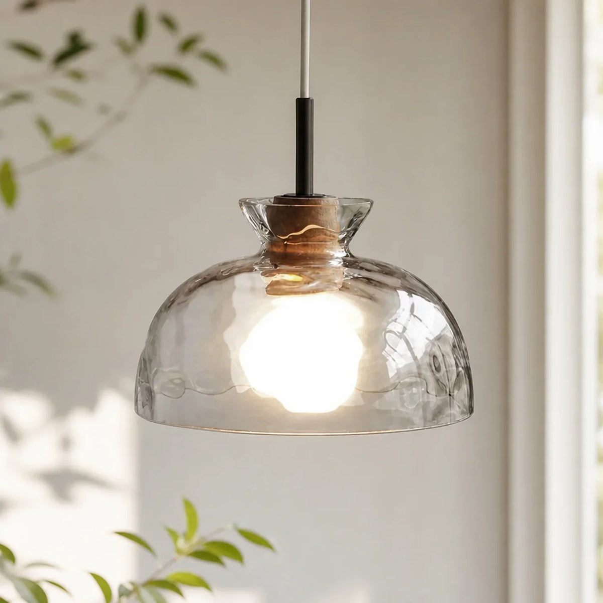 Pendant Light Hand-Blown Hammered Glass Warm Glow