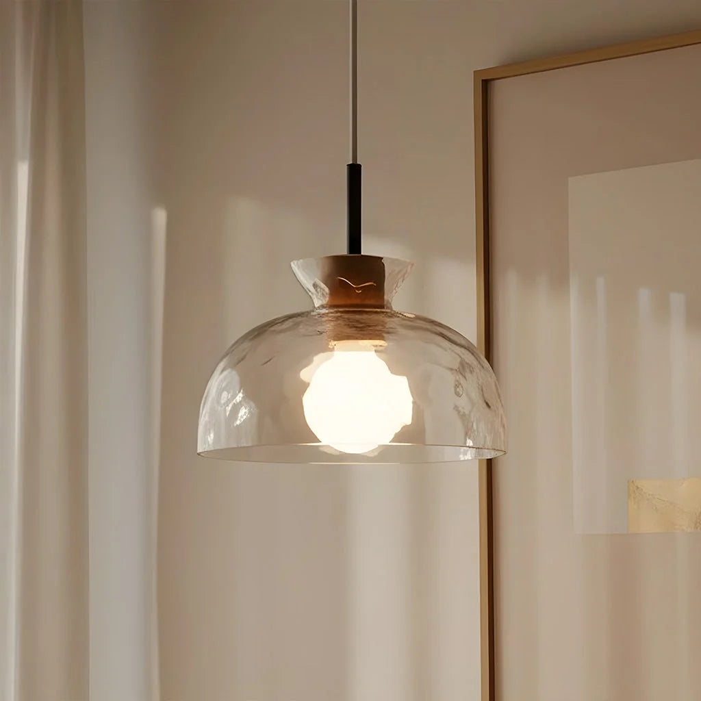 Pendant Light Hand-Blown Hammered Glass Warm Glow
