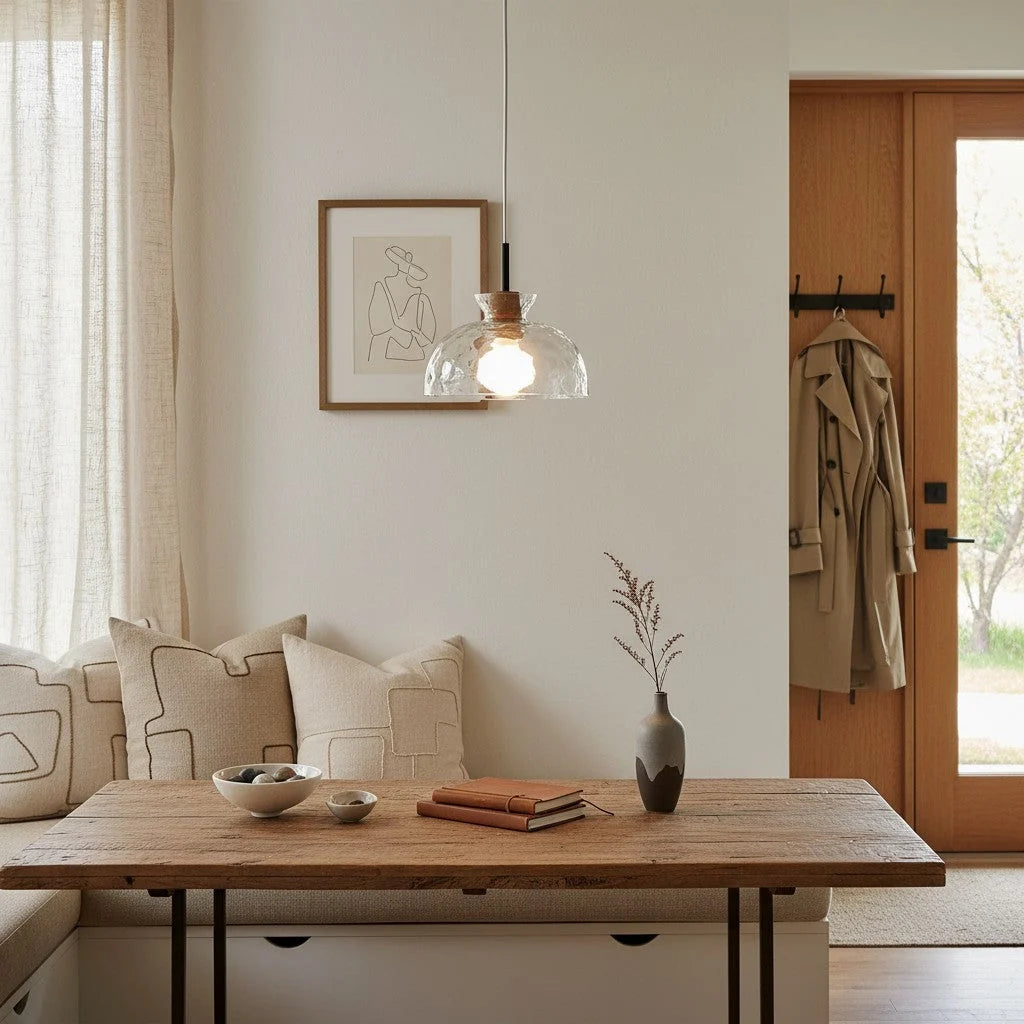 Pendant Light Hand-Blown Hammered Glass Warm Glow