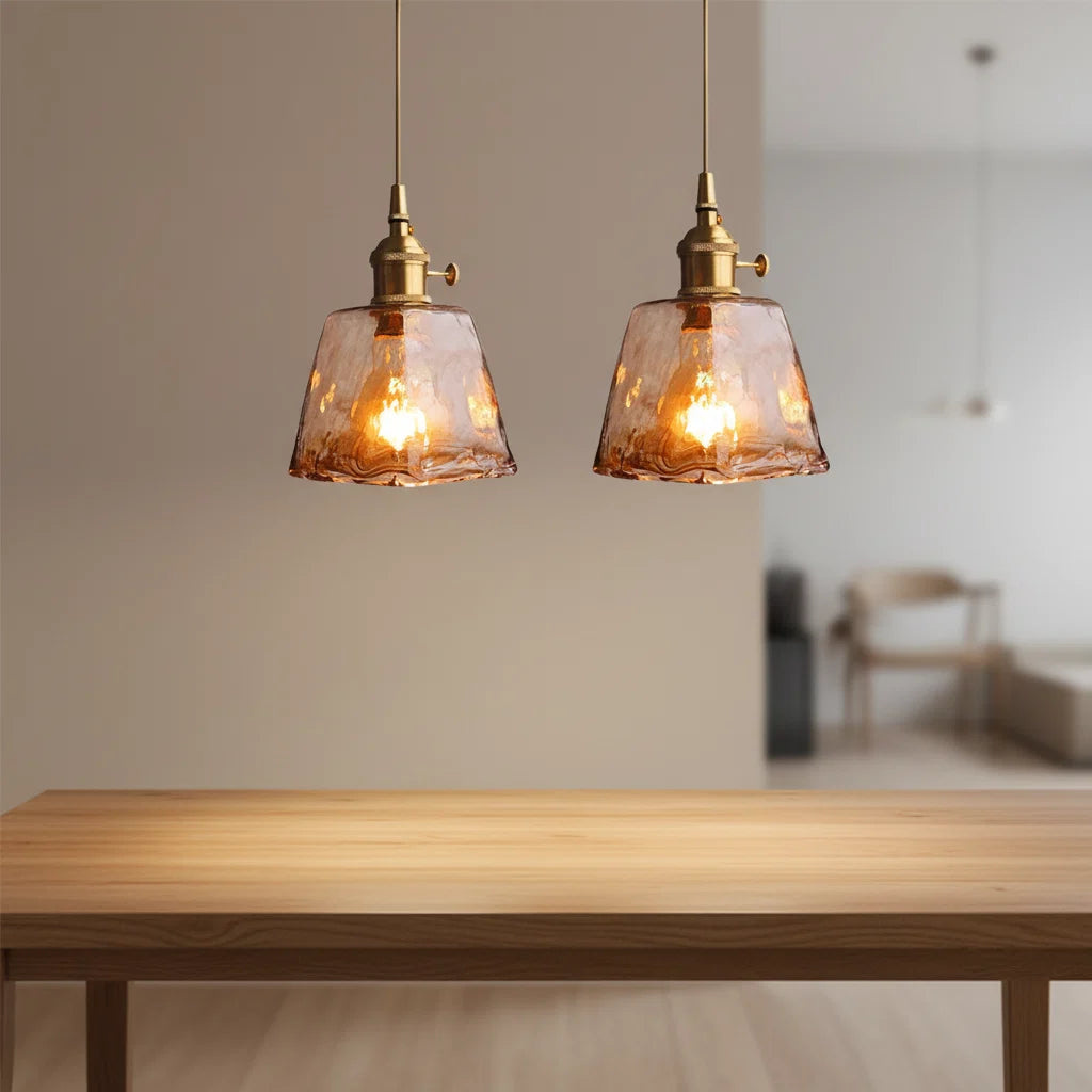 Pendant Light Metal & Glass Warm Ambient Adjustable Height