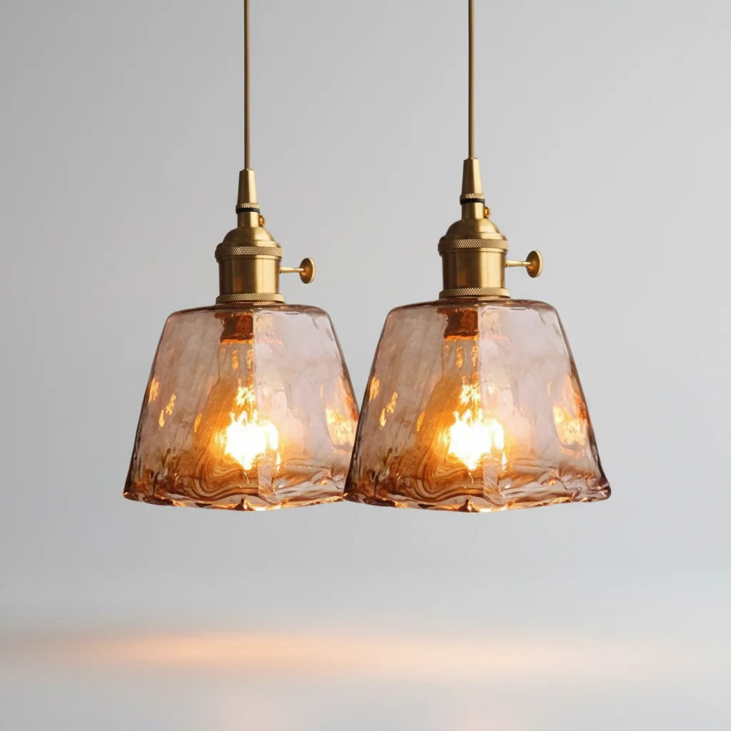 Pendant Light Metal & Glass Warm Ambient Adjustable Height
