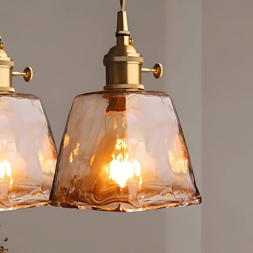 Pendant Light Metal & Glass Warm Ambient Adjustable Height